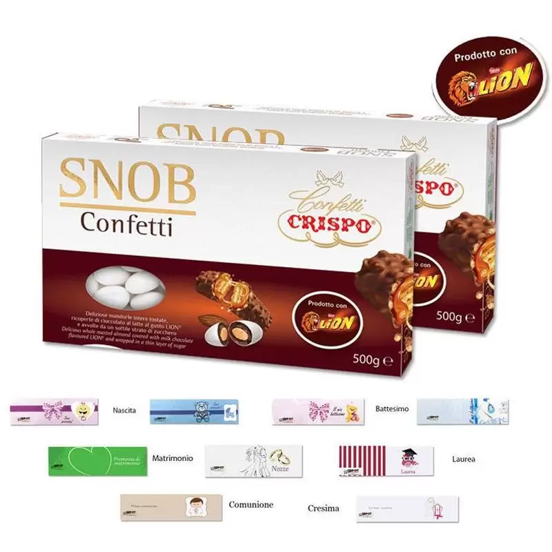 CONFETTI SNOB LION BIANCHI 1KG + 100 BIGLIETTINI