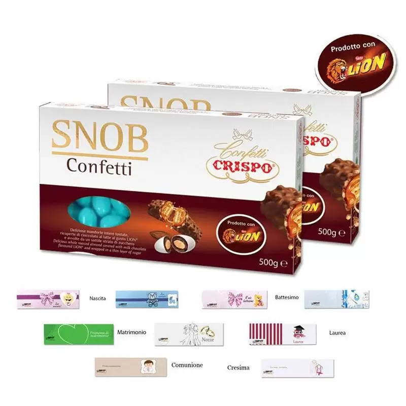 CONFETTI CRISPO SNOB LION CELESTE 1KG + 100 BIGLIETTINI
