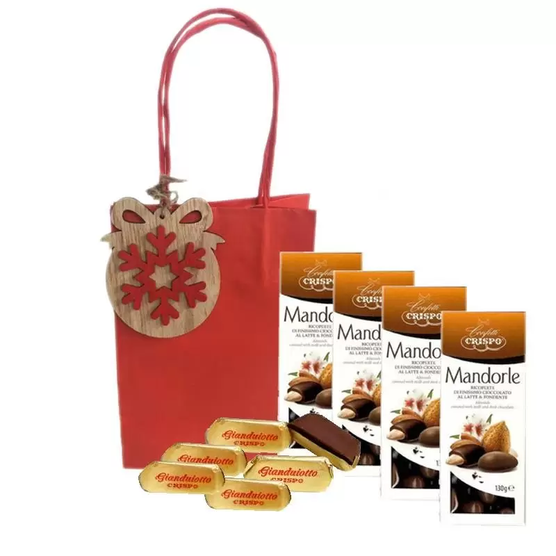 KIT REGALI NATALE CON MANDORLE RICOPERTE E GIANDUIOTTI 4PZ
