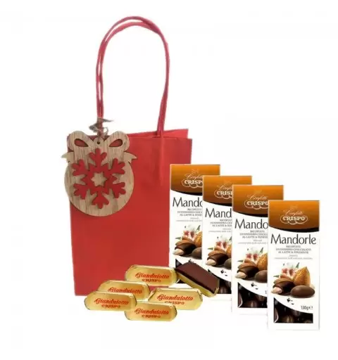 KIT REGALI NATALE CON MANDORLE RICOPERTE E GIANDUIOTTI 4PZ