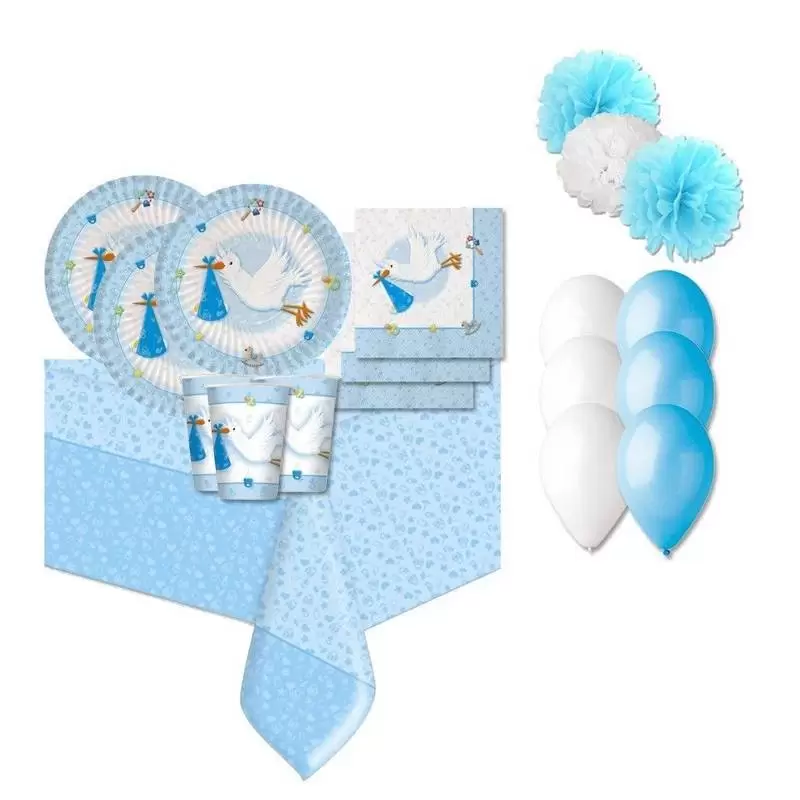 KIT N.49 COORDINATO NASCITA CICOGNA CELESTE