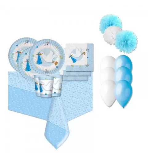 KIT N.49 COORDINATO NASCITA CICOGNA CELESTE