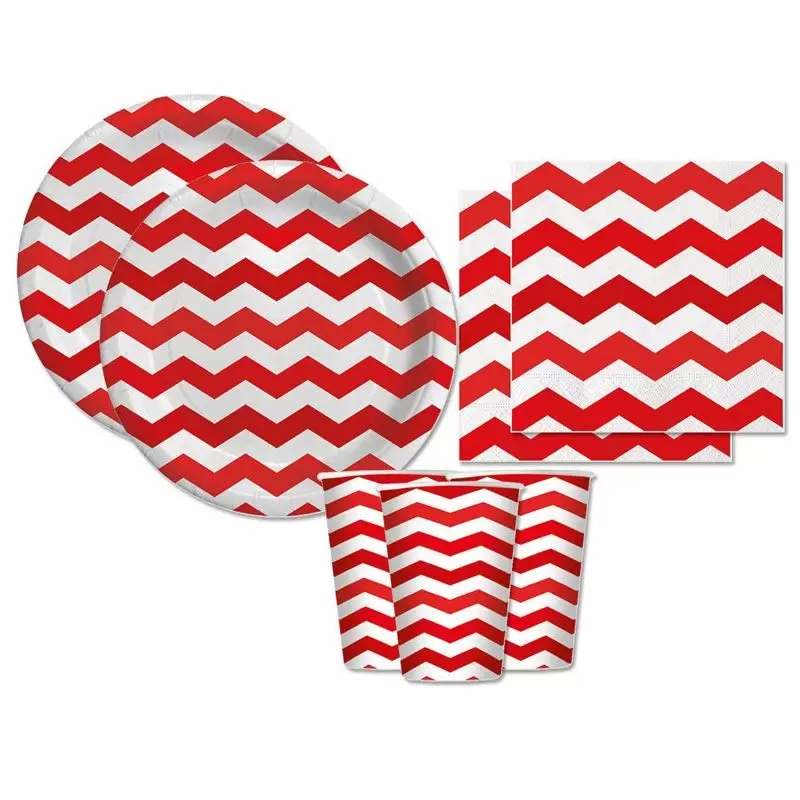 KIT N.2 SET TAVOLA ZIG ZAG ROSSO E BIANCO