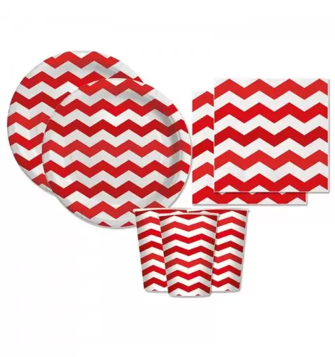 KIT N.2 SET TAVOLA ZIG ZAG ROSSO E BIANCO