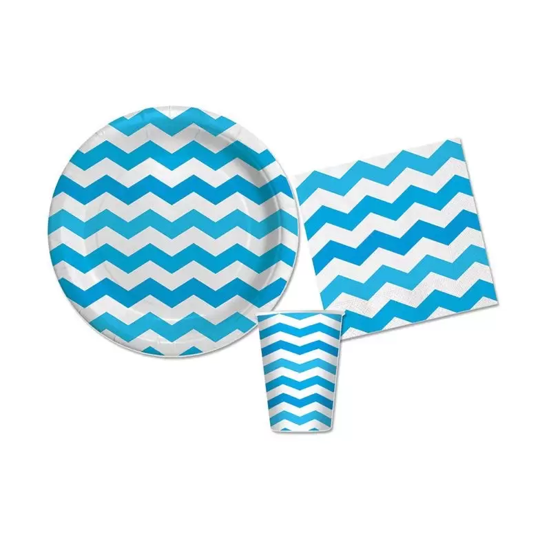 KIT.2 SET COMPLEANNO ZIG ZAG TURCHESE