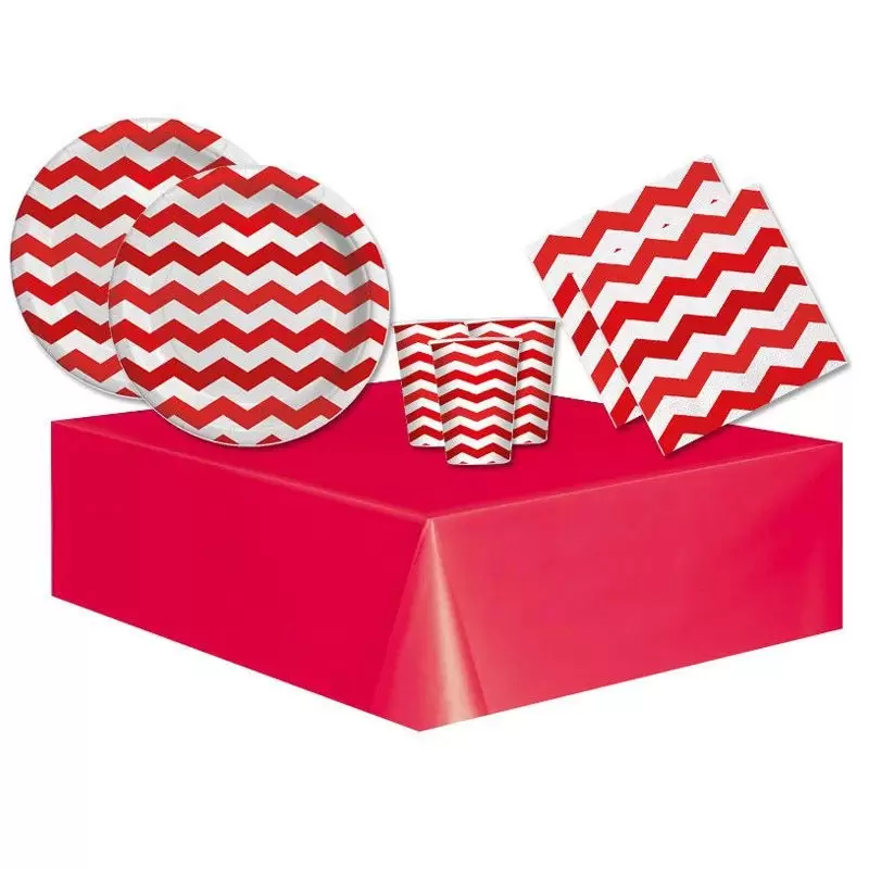 KIT N.16 COORDINATO COMPLEANNO ZIG ZAG ROSSO