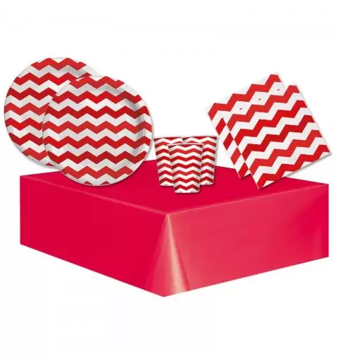 KIT N.16 COORDINATO COMPLEANNO ZIG ZAG ROSSO