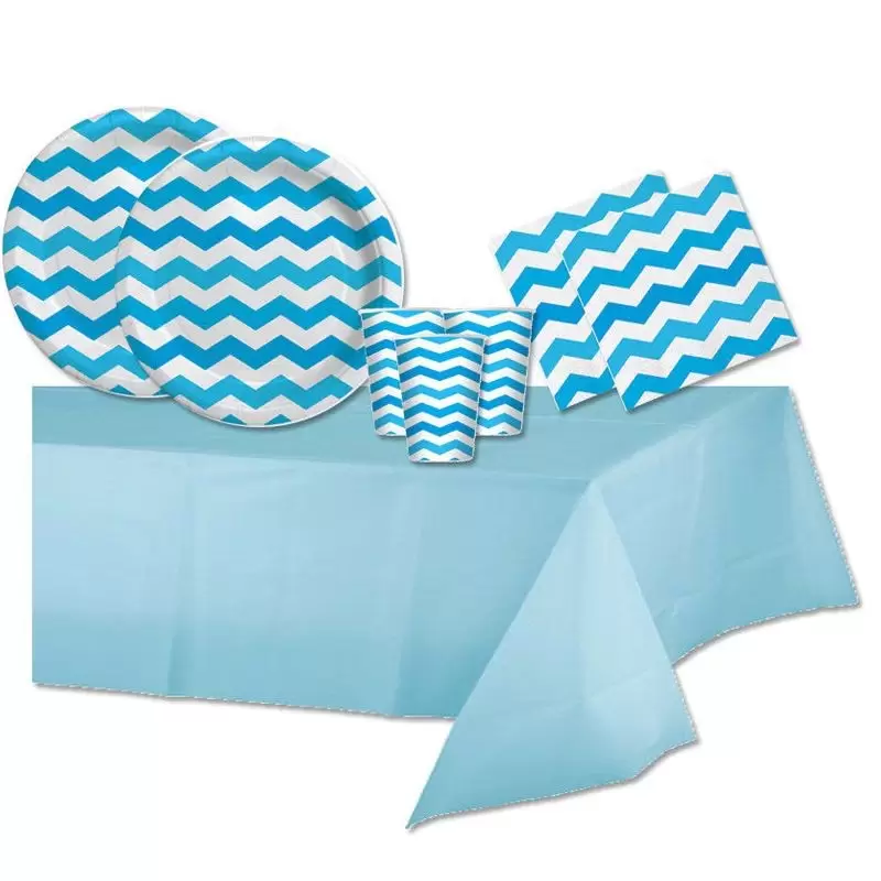 KIT N.16 ACCESSORI PER LA TAVOLA ZIG ZAG TURCHESE