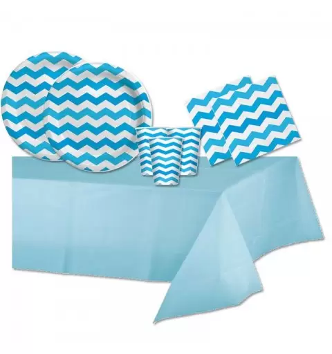 KIT N.16 ACCESSORI PER LA TAVOLA ZIG ZAG TURCHESE