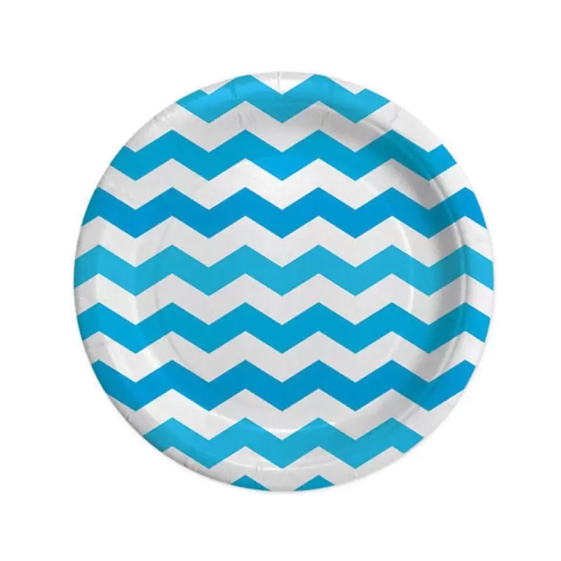 KIT N.6 ADDOBBI COMPLEANNO ZIG ZAG TURCHESE