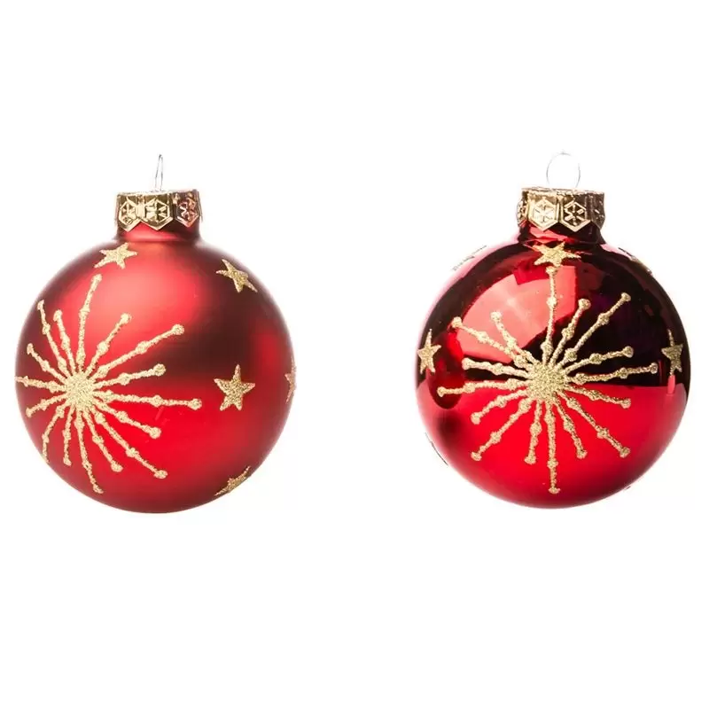 PALLINE DI NATALE ROSSE (3 PZ LUCIDE E 3 PZ OPACHE) 75 MM 181090