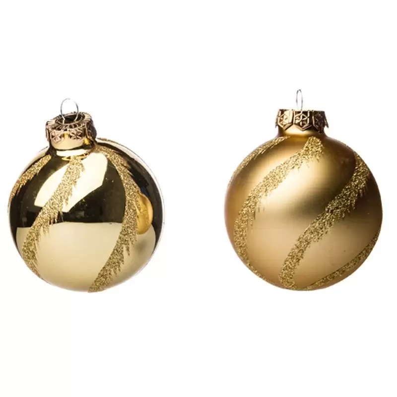 6 PZ PALLINE DI NATALE ORO (3 PZ LUCIDE E 3 PZ OPACHE) 75 MM 181041