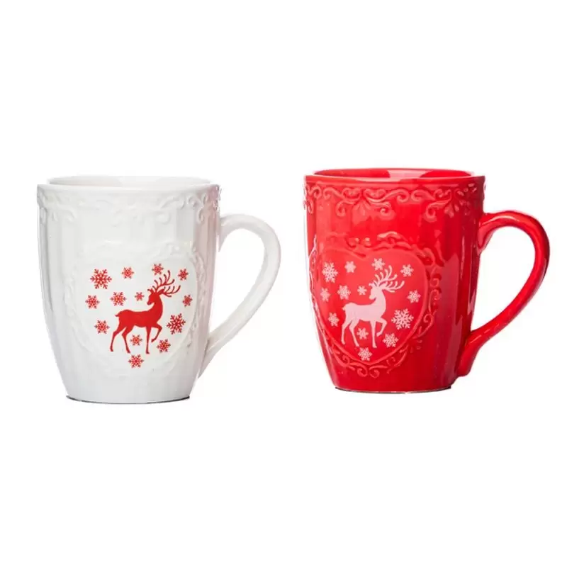 TAZZA IN CERAMICA NATALIZIA 44659 2 PZ (1 BIANCA - 1 ROSSA)