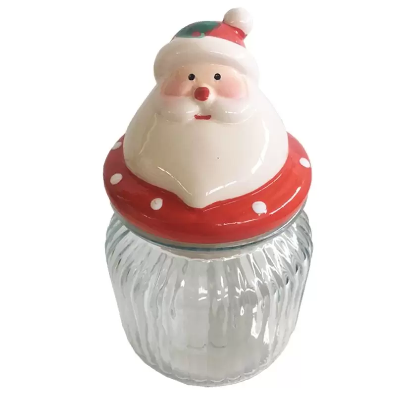 BARATTOLO IN VETRO TAPPO IN CERAMICA BABBO NATALE C001601 - 1 PZ