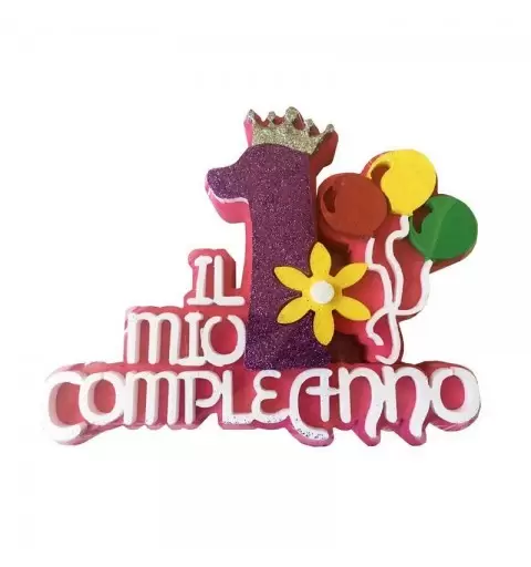 KIT PRIMO COMPLEANNO POIS  ROSA CON CENTROTAVOLA