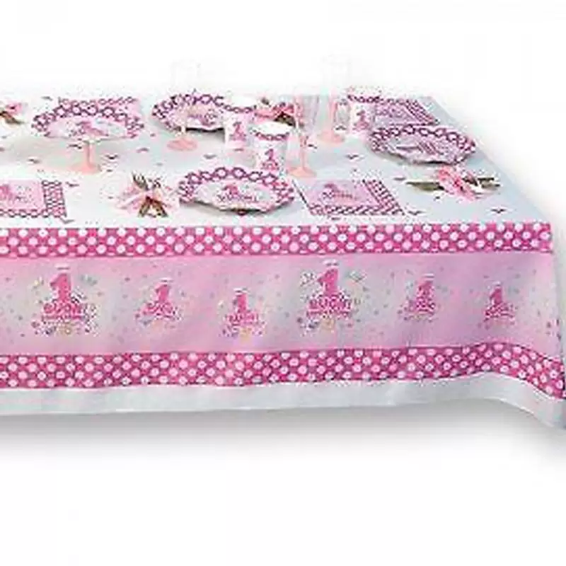 KIT PRIMO COMPLEANNO POIS  ROSA CON CENTROTAVOLA