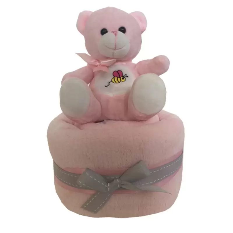 SET REGALO NEONATO COPERTINA + PELUCHE ORSETTO ART.822 (ROSA/CELESTE)