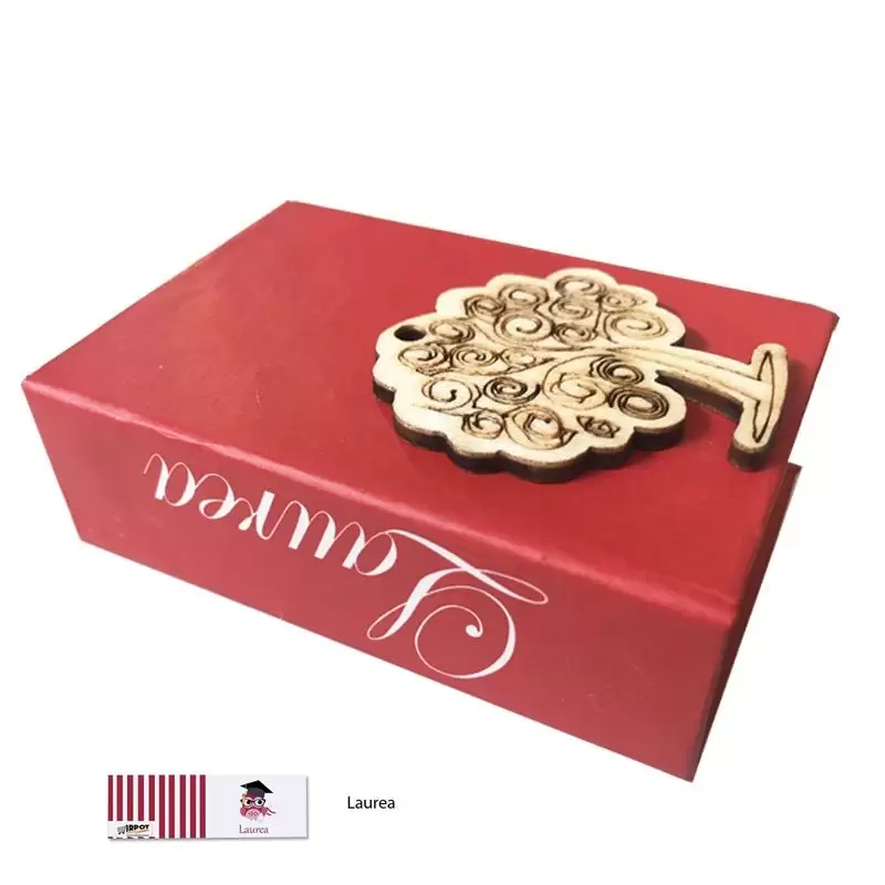 PORTACONFETTI LAUREA ROSSI LIBRETTI BSJ1683 CON ALBERO DELLA VITA - KIT 24PZ
