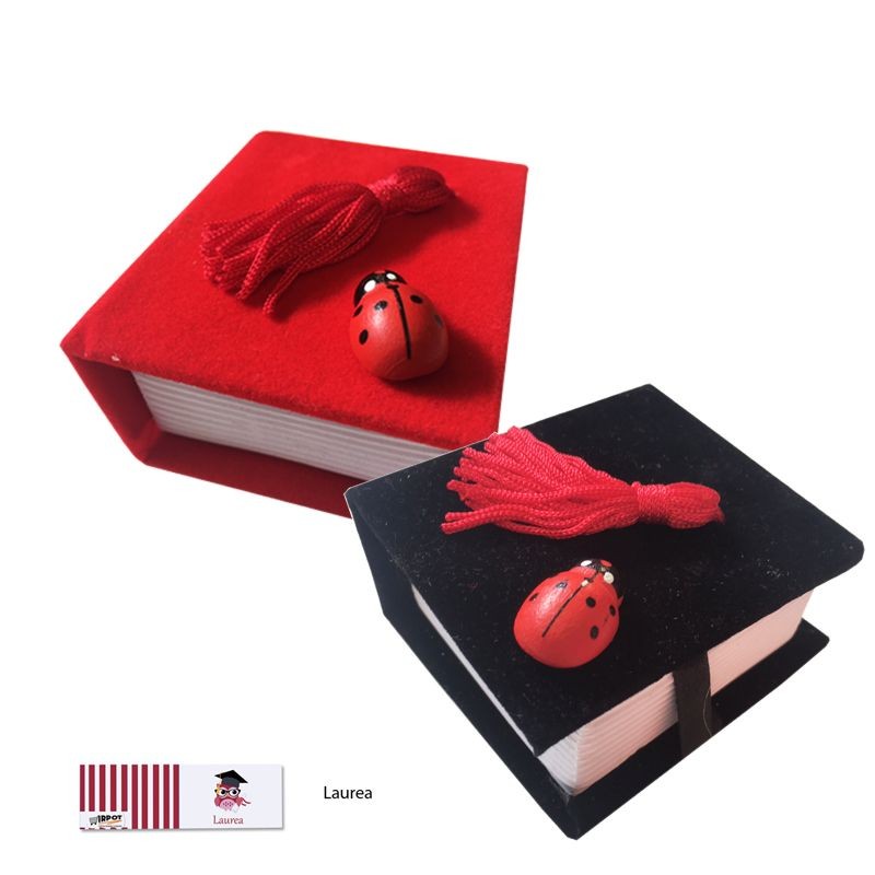 Portaconfetti Libro Velluto Laurea Rosso Nero Kit