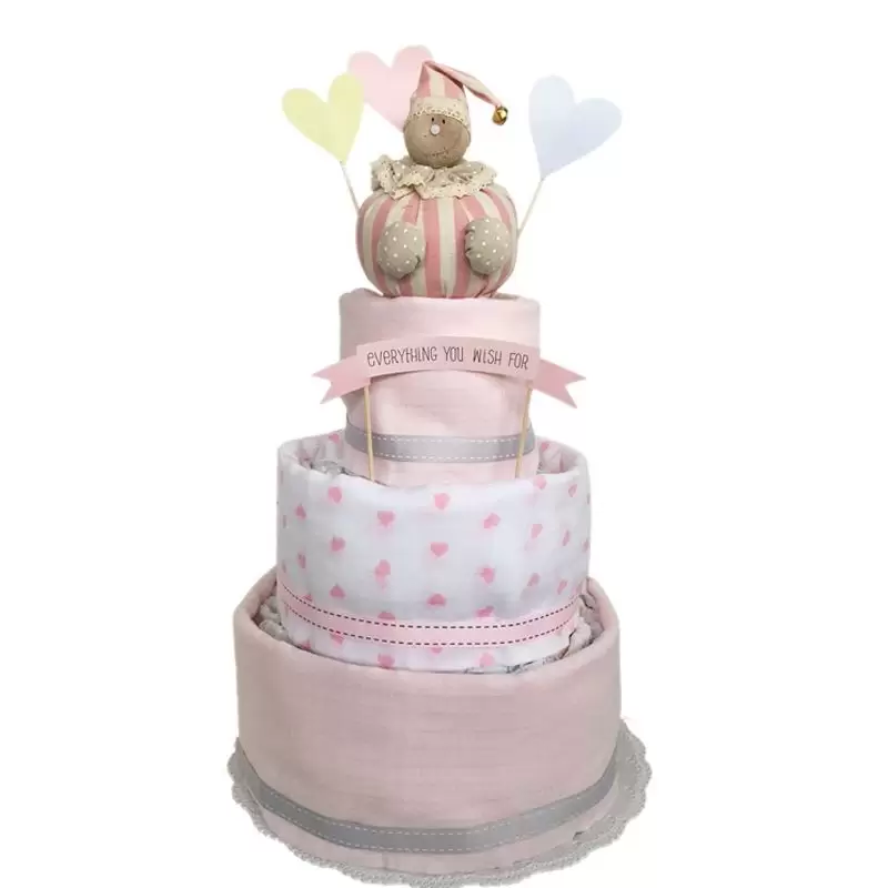 TORTA DI PANNOLINI CON GARZE BAMBINA - KIT FAI DA TE