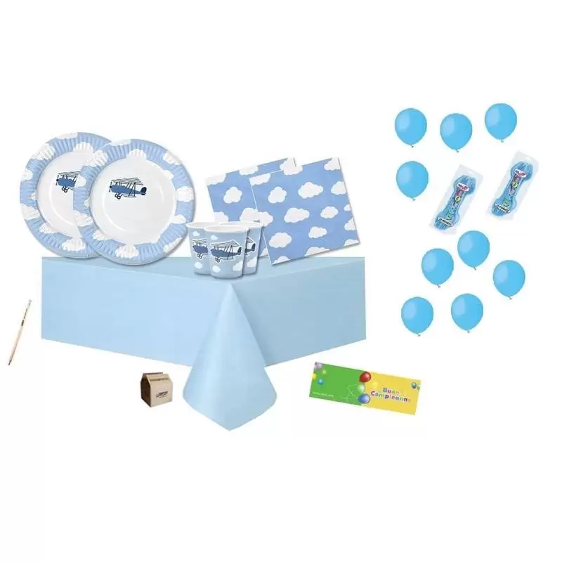 KIT N.6 LITTLE PLANE - ADDOBBI TAVOLA PER FESTE DI COMPLEANNO