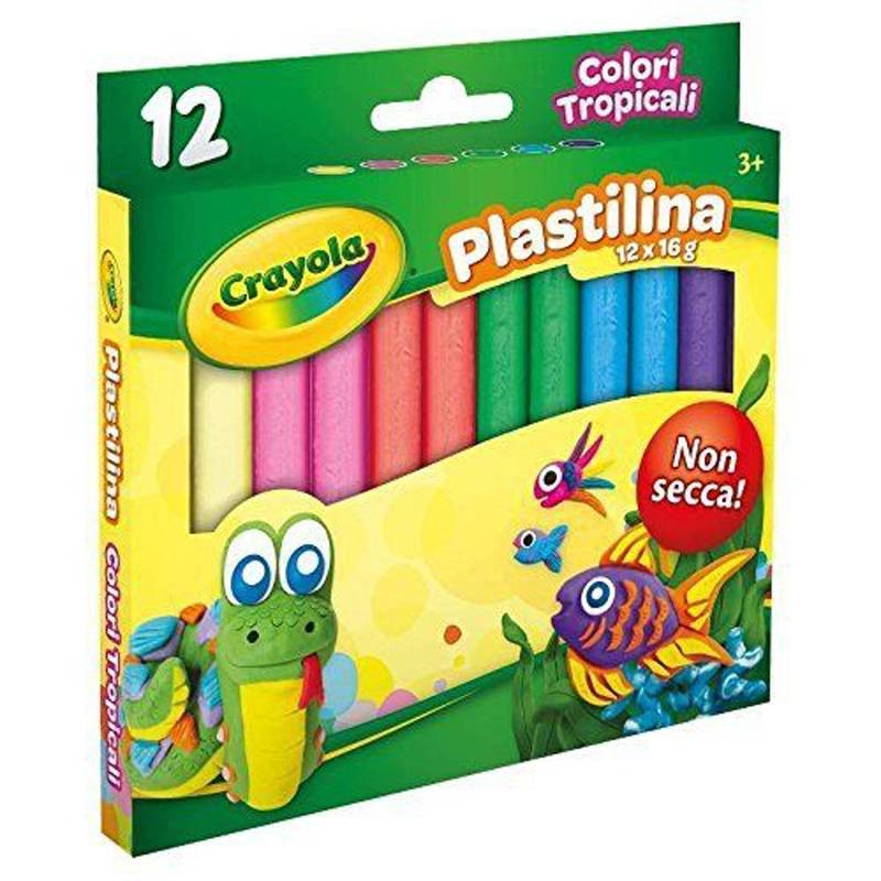Crayola PASTA MODELLABILE PLASTILINA PER BAMBINI 12X16g CRAYOLA COLORI TROPICALI 