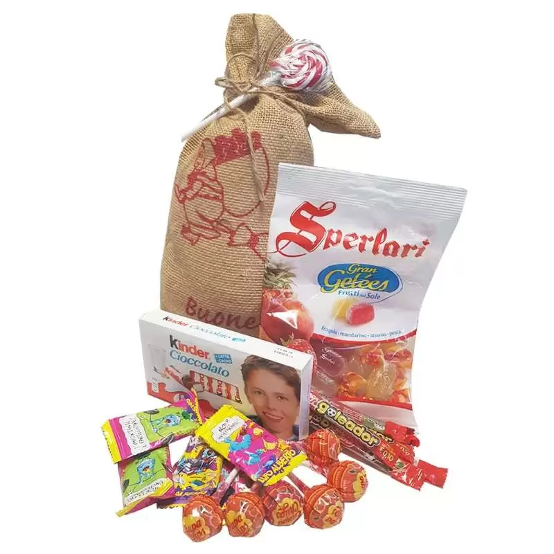 CALZA BEFANA IN JUTA CON CARAMELLE - KIT