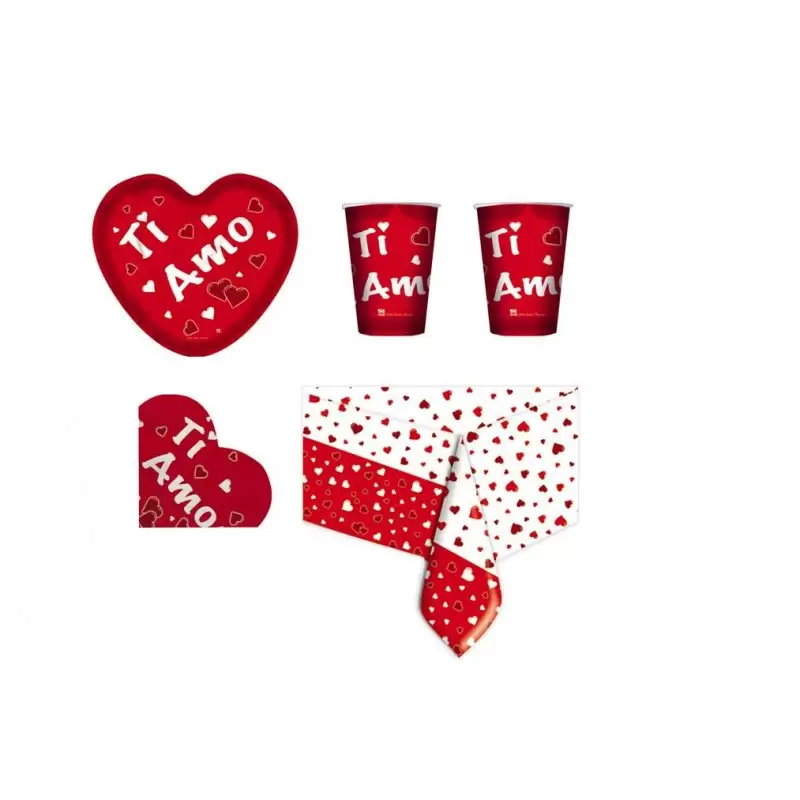 IRPot - KIT N 3 "TI AMO" COORDINATO TAVOLA SAN VALENTINO LOVE AMORE INNAMORATI 