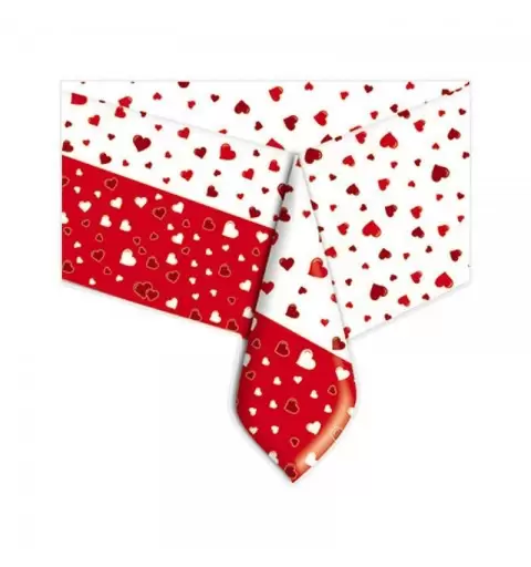 TOVAGLIA SAN VALENTINO - BIANCA CON CUORI ROSSI