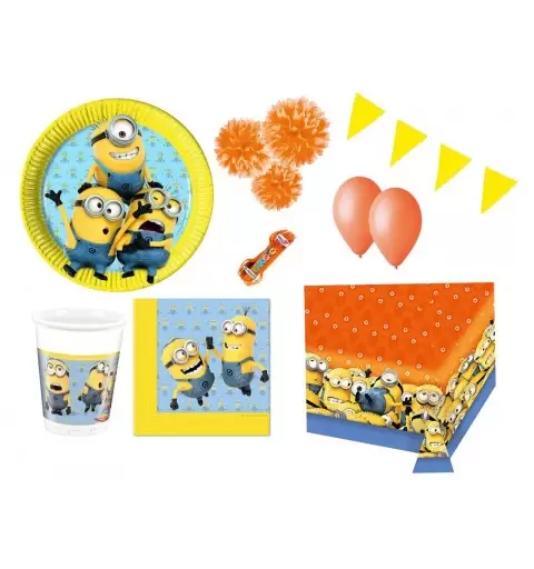 IRPot - KIT N 35 COORDINATO TAVOLA CATTIVISSIMO ME MINIONS COMPLEANNO BAMBINI 