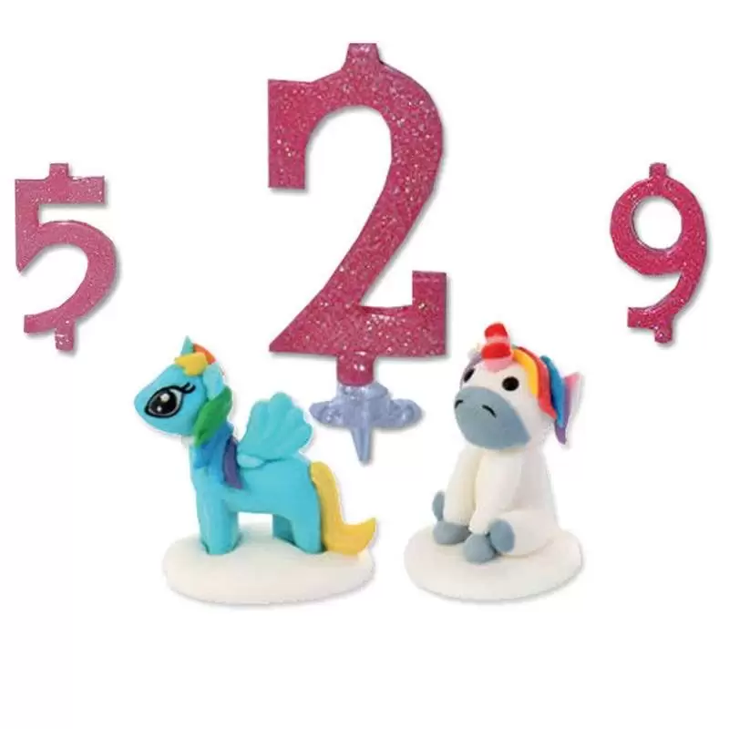 UNICORNI DI ZUCCHERO - DECORAZIONI PER TORTA CON CANDELINA