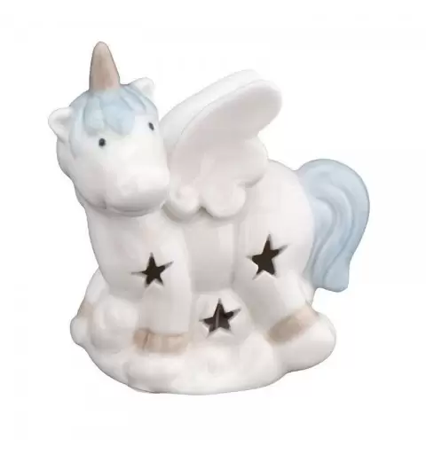 UNICORNO LUMINOSO IN CERAMICA - CELESTE O ROSA