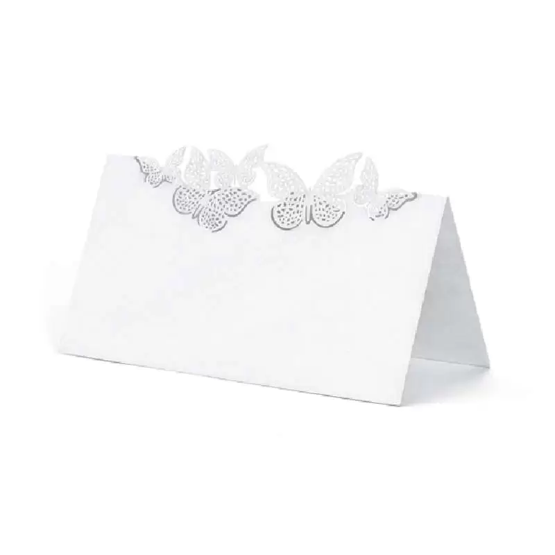 SEGNAPOSTO IN CARTA CON FARFALLE INTAGLIATE - PER MATRIMONI E CERIMONIE