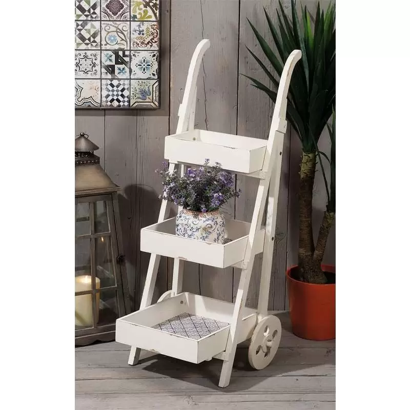 CARRELLO DI LEGNO BIANCO - SHABBY CHIC