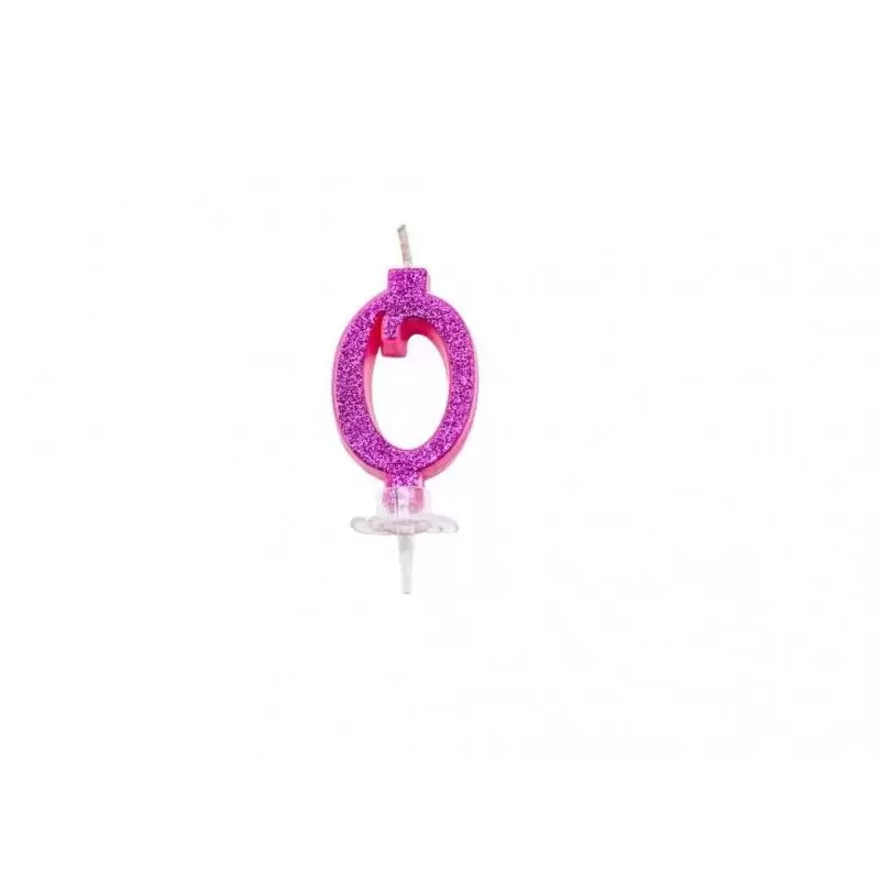 CANDELINA NUMERICA - ROSA CON GLITTER