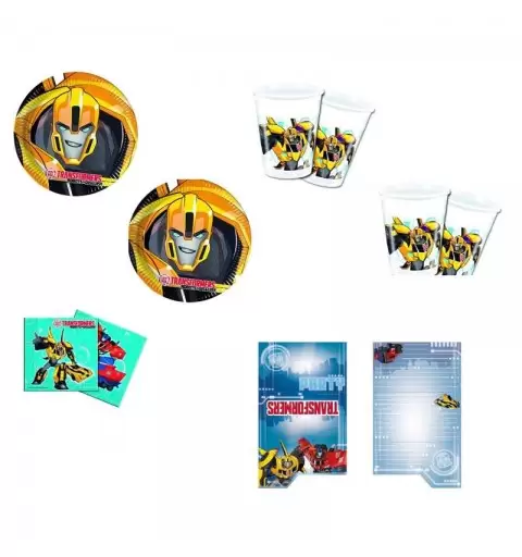 KIT N.23 TRANSFORMERS - ACCESSORI TAVOLA E INVITI DI COMPLEANNO