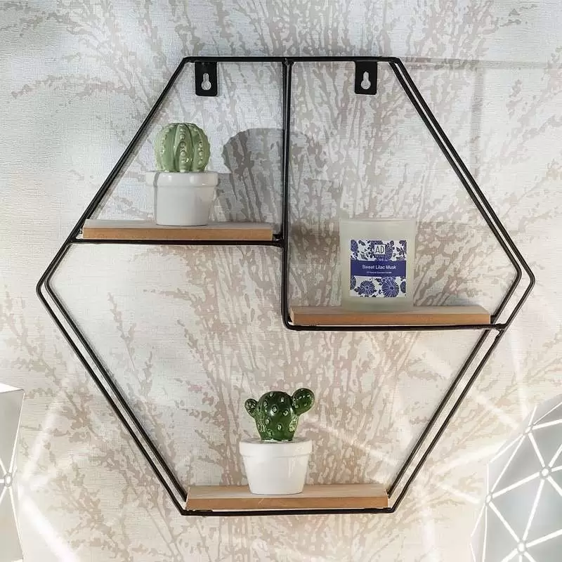 MENSOLA ESAGONALE IN FERRO - DECORAZIONE DA PARETE