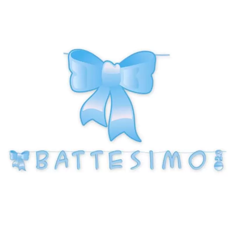 KIT N.54 BATTESIMO CELESTE - FIOCCO QUADRATO ACCESSORI TAVOLA