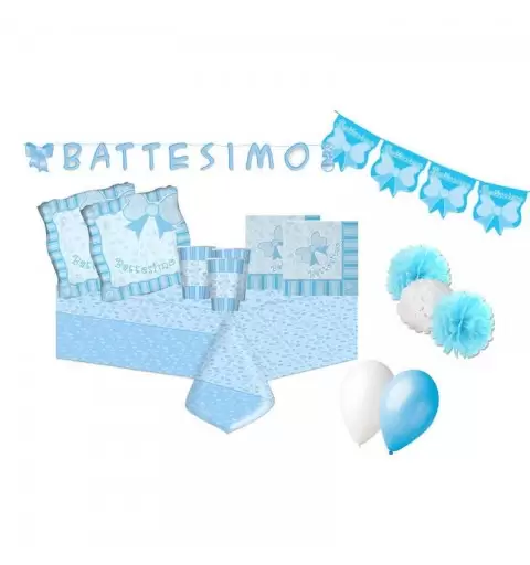 KIT N.54 BATTESIMO CELESTE - FIOCCO QUADRATO ACCESSORI TAVOLA