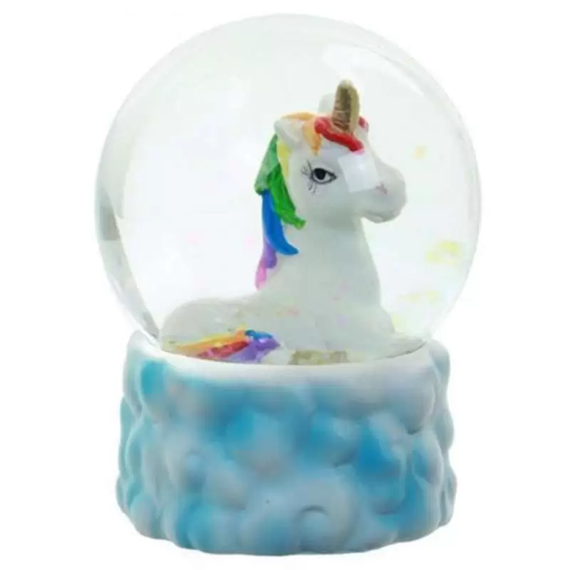 PALLA DI VETRO CON UNICORNO - ARCOBALENO