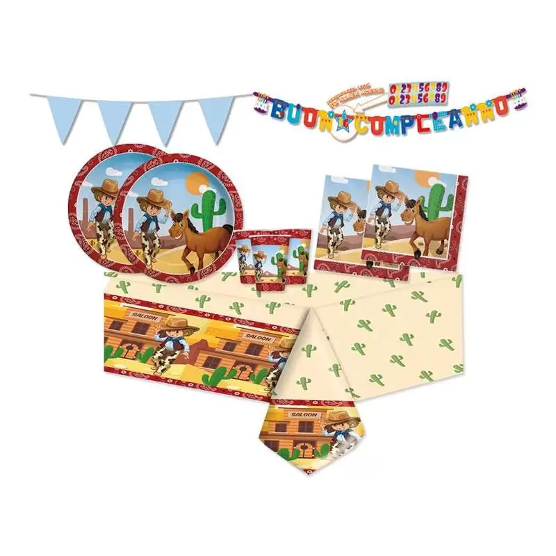 KIT N. 17 COWBOY - COORDINATO COMPLEANNO