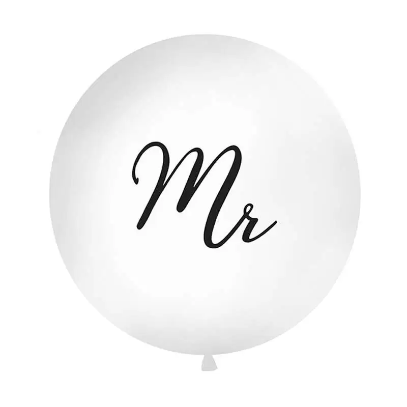 PALLONE GIGANTE CON SCRITTA "MR" - BIANCO CON STAMPA NERA