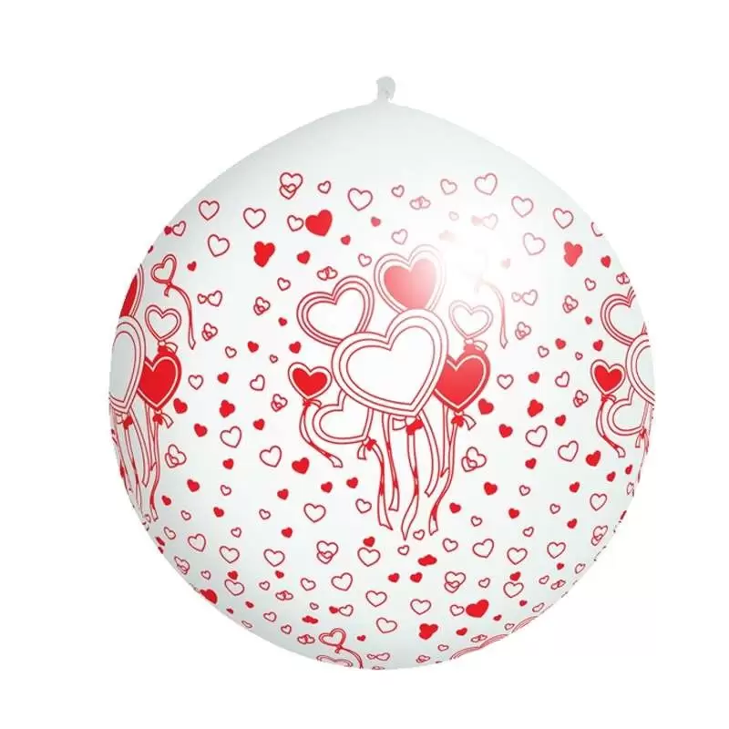 MAXI PALLONE BIANCO CON CUORI ROSSI - PALLONE GIGANTE