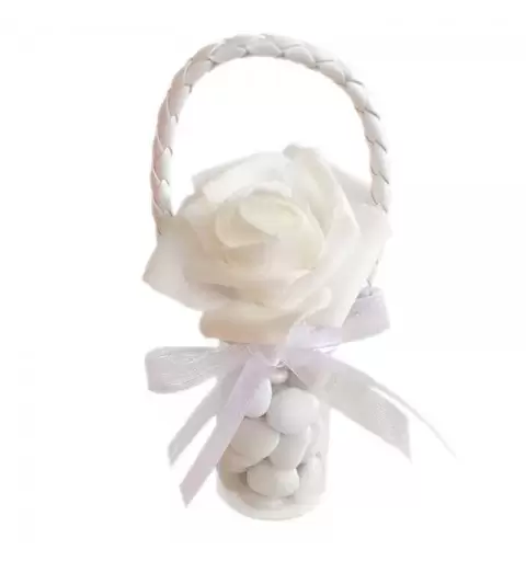 PROVETTE BOMBONIERA - CON ROSE BIANCHE ADESIVE