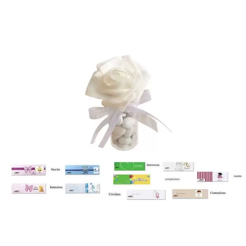 PROVETTE BOMBONIERA - CON ROSE BIANCHE ADESIVE