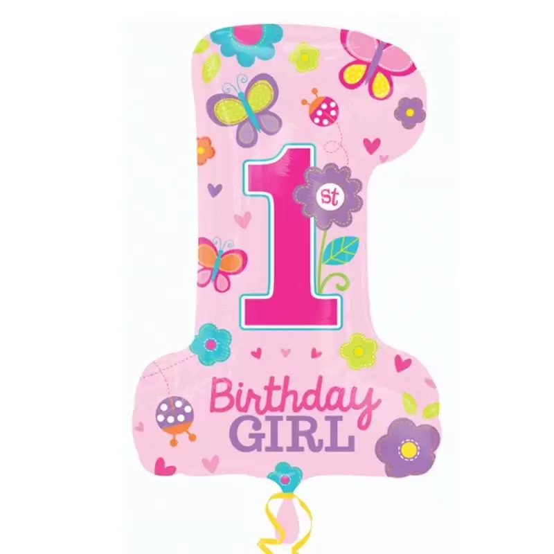 PALLONCINO FOIL - NUMERO UNO ROSA BIRTHDAY GIRL