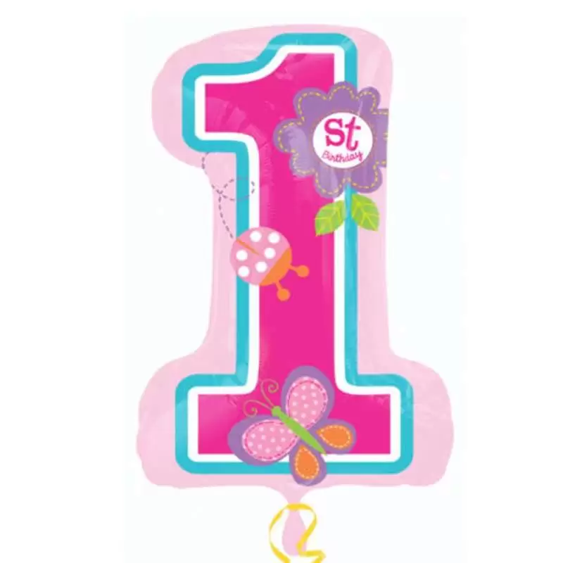 PALLONCINO FOIL - NUMERO UNO ROSA BIRTHDAY GIRL
