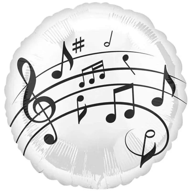 PALLONCINO FOIL - NOTE MUSICALI BIANCO E NERO