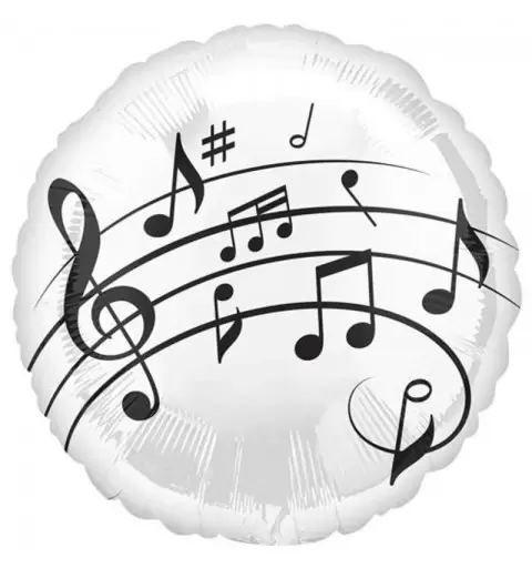 PALLONCINO FOIL - NOTE MUSICALI BIANCO E NERO