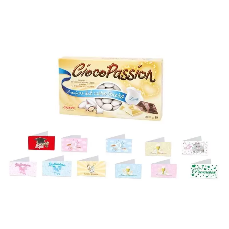 CONFETTI CIOCOPASSION AL LATTE - CON BIGLIETTINI BOMBONIERA NUOVI